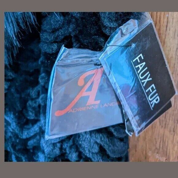 NEW Adrienne Landau Black Vest, Faux Fur Collar  w/Shearling Body Size Small - Picture 9 of 12